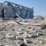 Bombardiertes Weizendepot im Dorf Dehril Ereb
