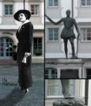 Collage einer Statue von Elly Maldaque neben dem Standbild von Don Juan mit abgeschlagenem Türkenkopf
