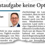 Ausschnitt aus Mittelbayerische Zeitung eines Kommentars von Christian Eckl